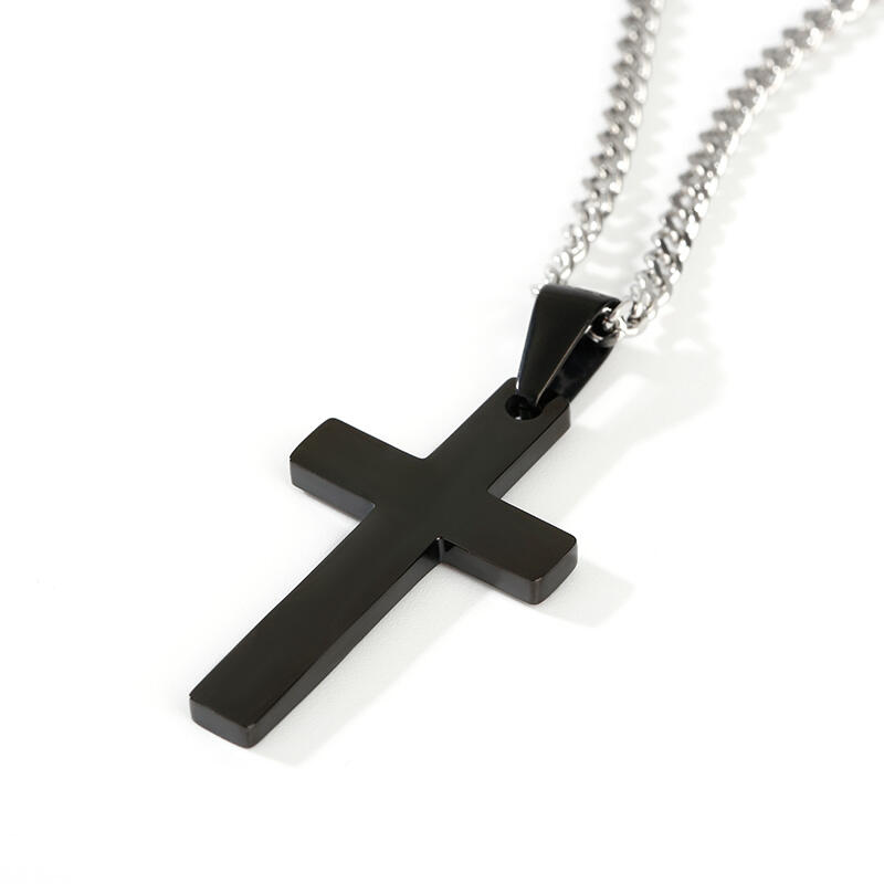 Jeulia Religious Cross Stainless Steel Men's Necklace