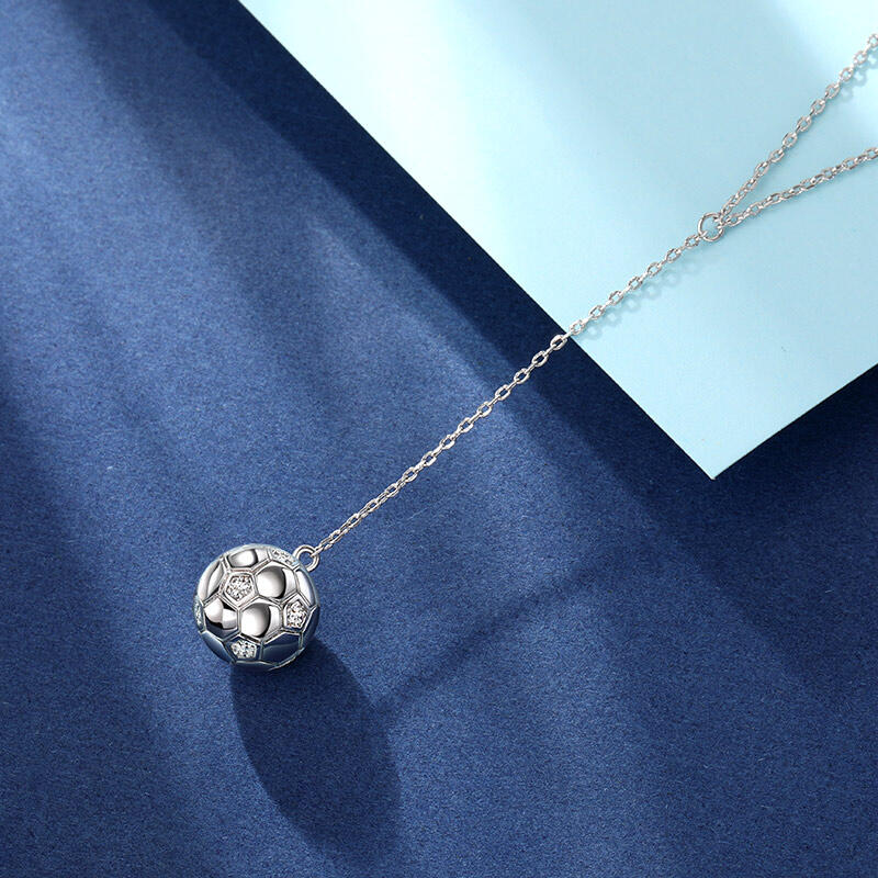 Jeulia "I Love Football" Sterling Silver Necklace