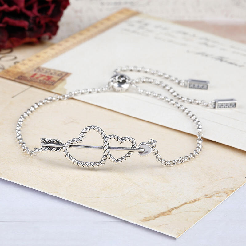 Jeulia Arrow and Heart Bolo Bracelet