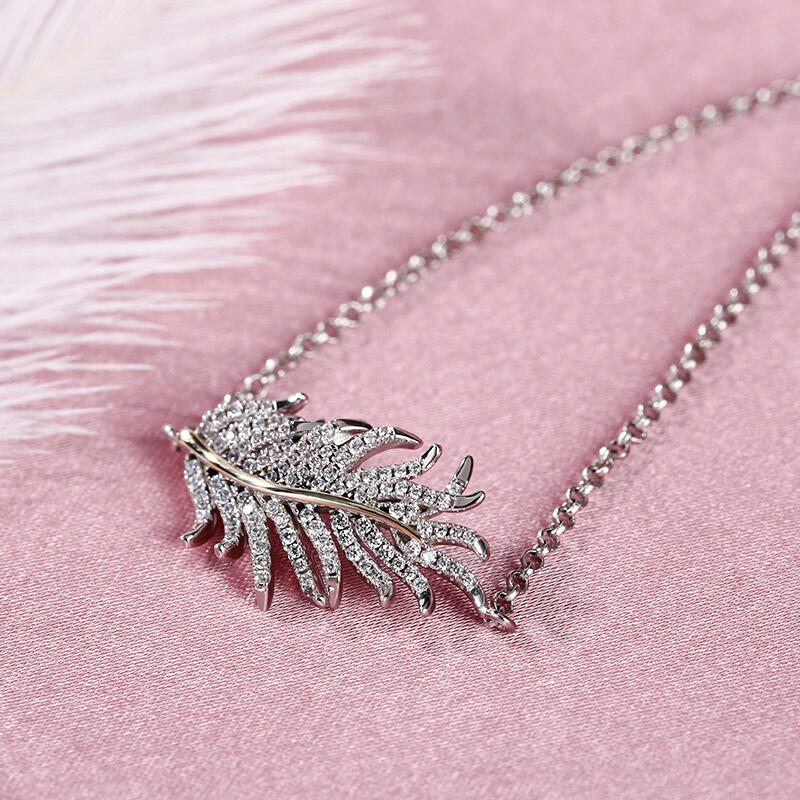 Jeulia Two Tone Feather Sterling Silver Bracelet