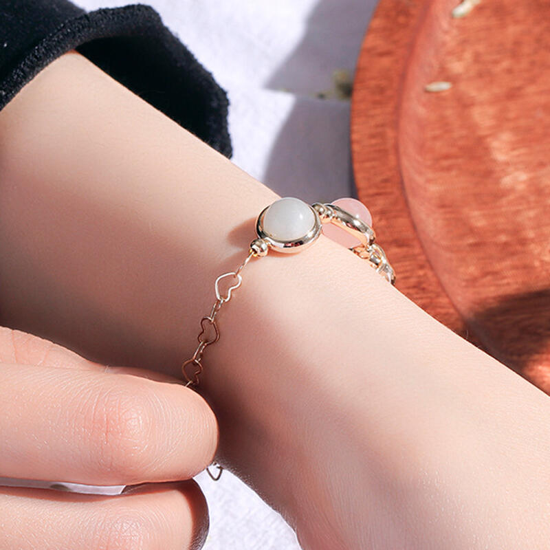 Jeulia "Wohlstand & Harmonie" Herzförmige Kette Planet Naturkristall Armband