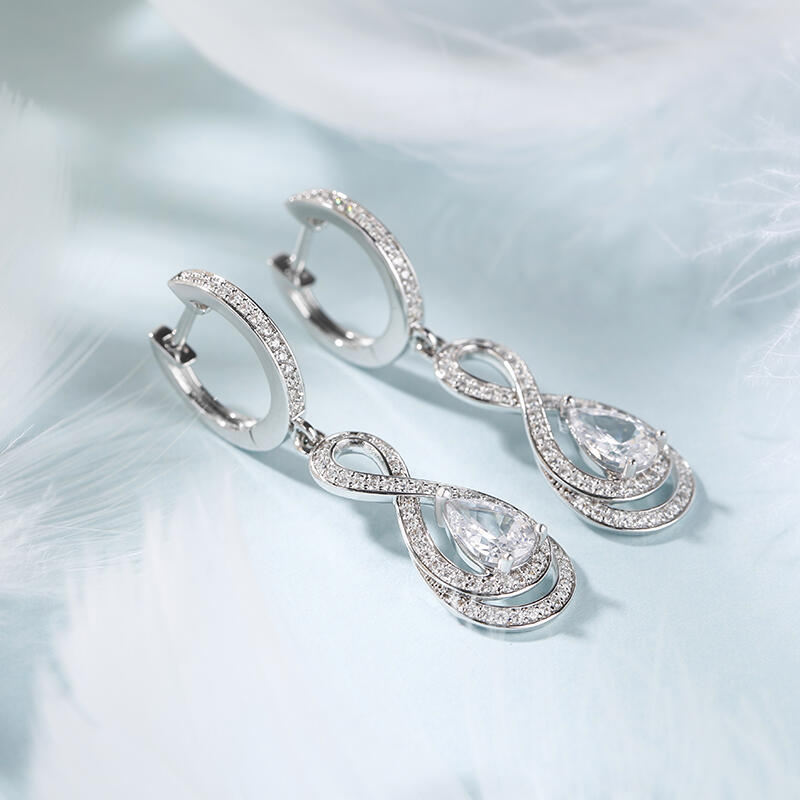 Jeulia Boucles d'Oreilles Pendentif Amour Infini en Argent Sterling Coupe Poire