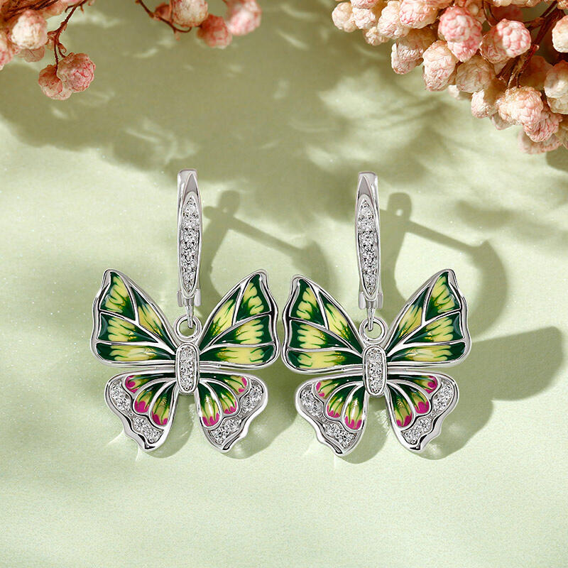 Jeulia "Mystical Butterfly" Enamel Sterling Silver Jewelry Set