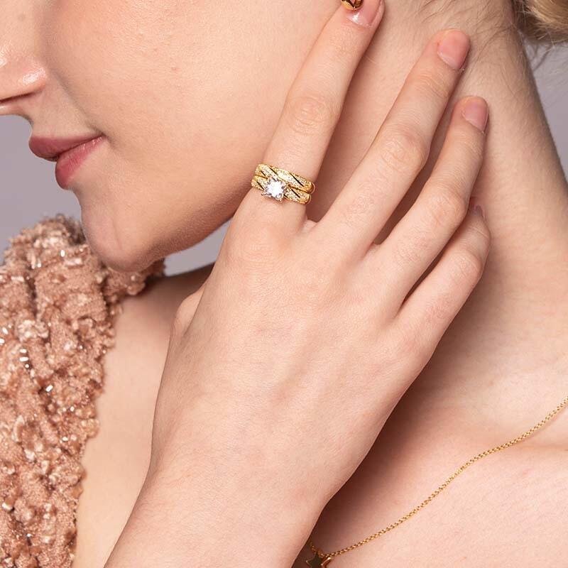 "Your Sweetness" Asscher Cut 2pcs Bridal Set