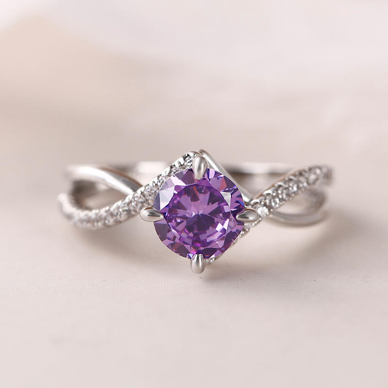 Jeulia Anillo 10K/14K/18K Platino de Boda Simple Trenzado Personalizado Corte Redondo