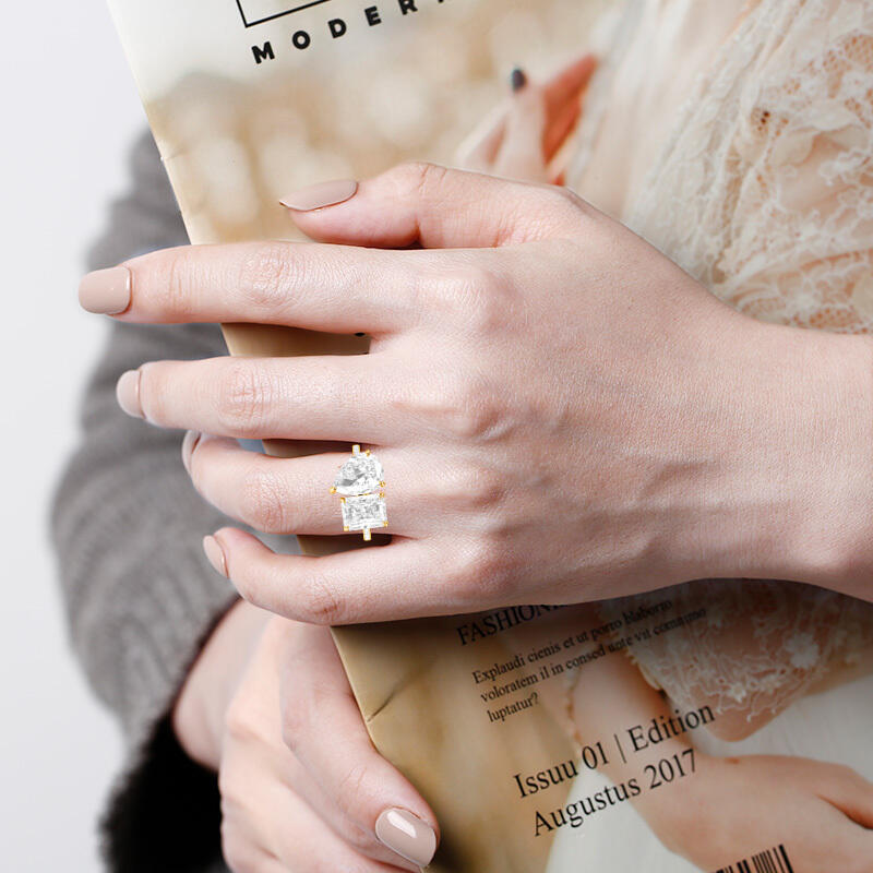 "Pair&Share" Toi-et-Moi Verlobungsring mit Birnen- und Radiant-Schliff