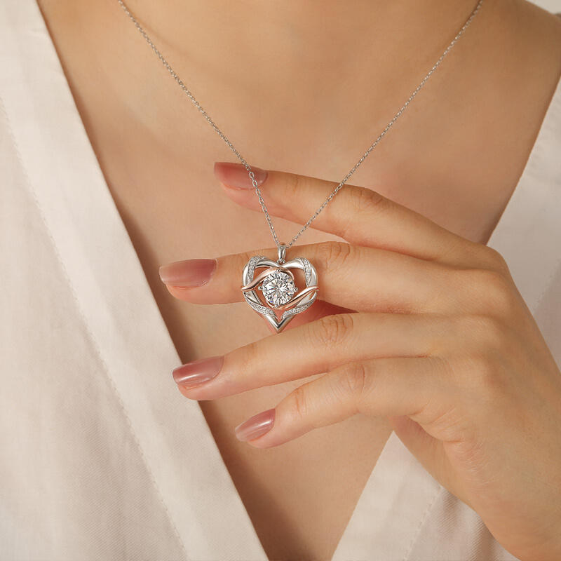 Jeulia Amore Custom Two Tone Heart Necklace