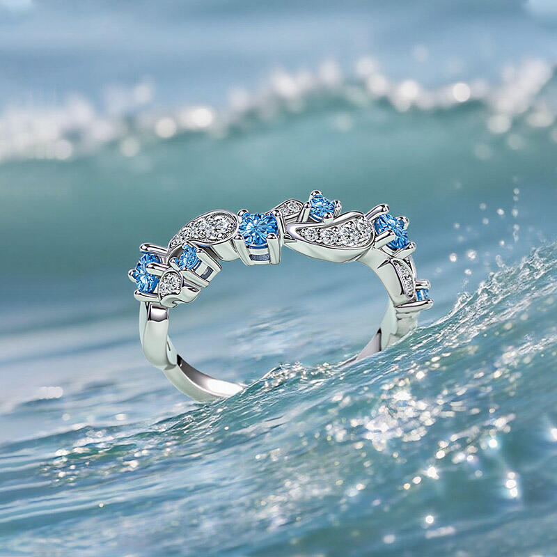 Jeulia Bague Vague avec Pierre de Naissance Personnalisée en Argent Sterling