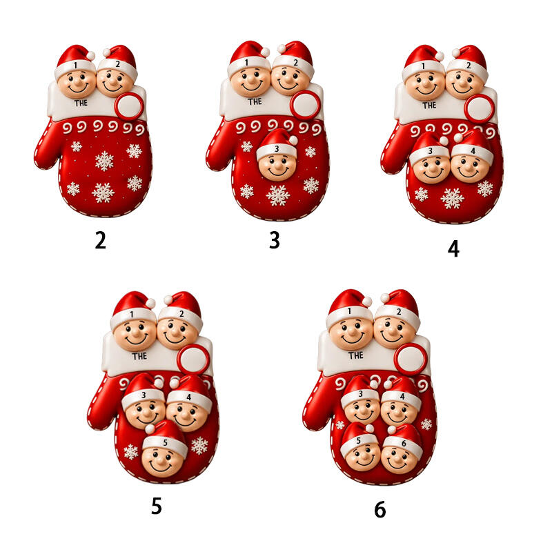 Colgante de guante navideño personalizado con nombre para tu familia