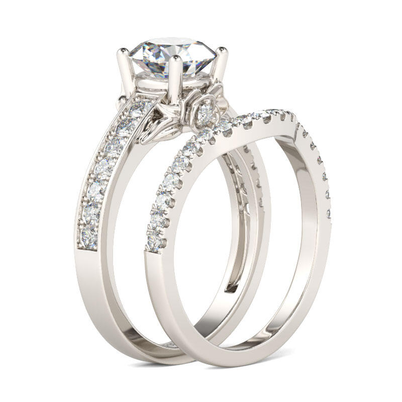 Jeulia Simple Round Cut Sterling Silver Ring Set