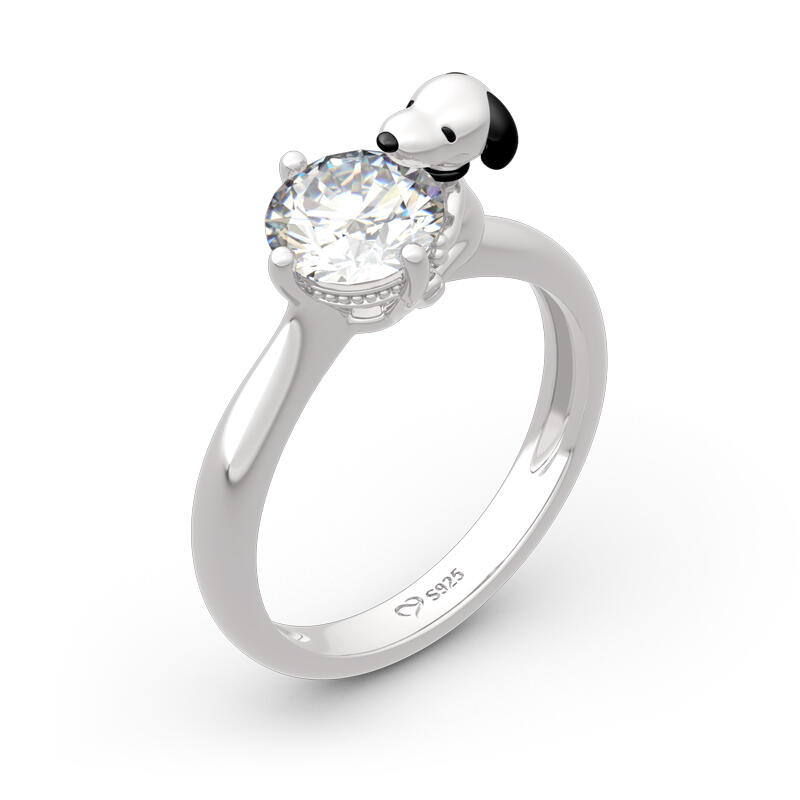 Jeulia Hug Me "Live in the Present" valp med runda snitt i sterlingsilver