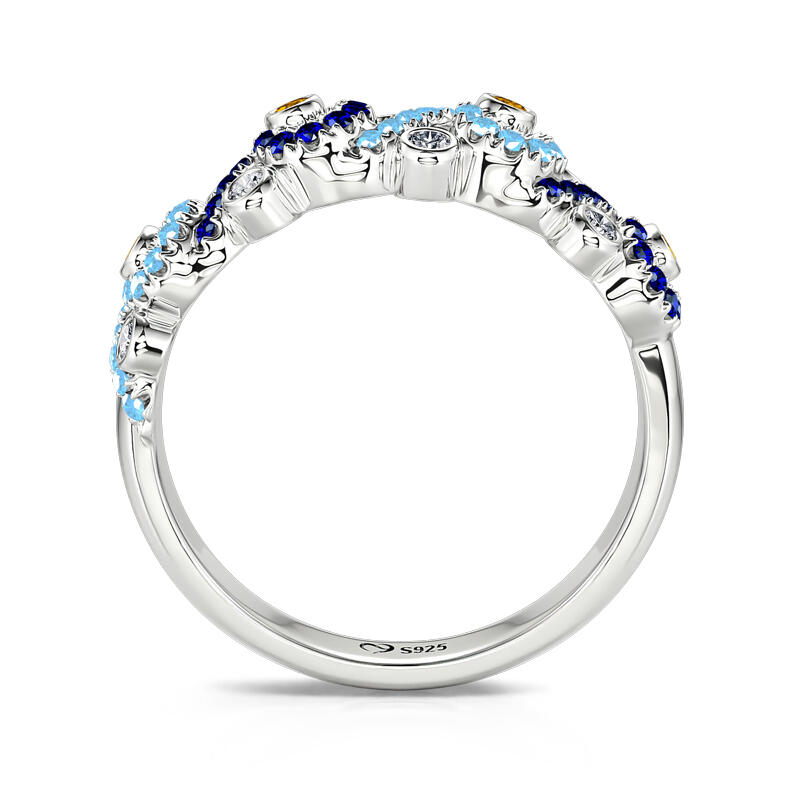 Jeulia "Pure Night" 星月夜 デザイン ラウンドカット シルバー リング