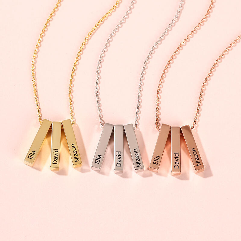 Jeulia Personalized Vertical Bar Sterling Silver Necklace