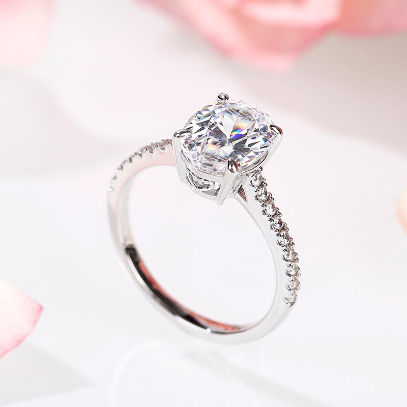 Jeulia Anillo de con corte oval ovalado para mujer de plata de ley