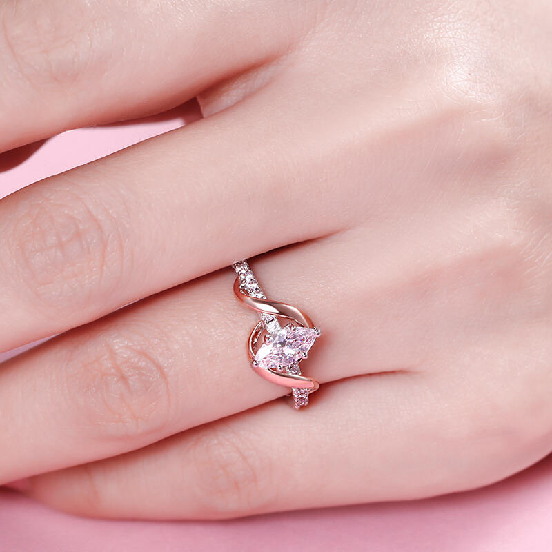 Jeulia Amore Coupe Marquise Bague de fiançailles Argent Sterling