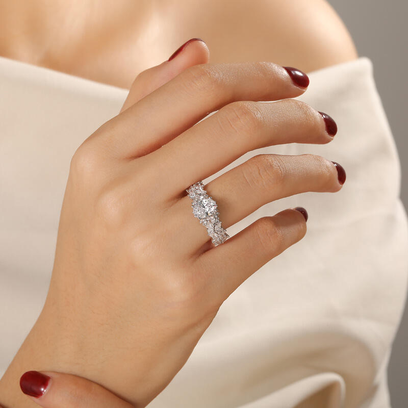 Jeulia Olivetta Oval Hidden Halo Engagement Ring