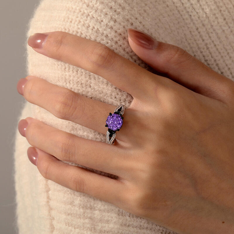 Jeulia Fashion Two Tone Infinity Rose Cut Purple Stone Ring
