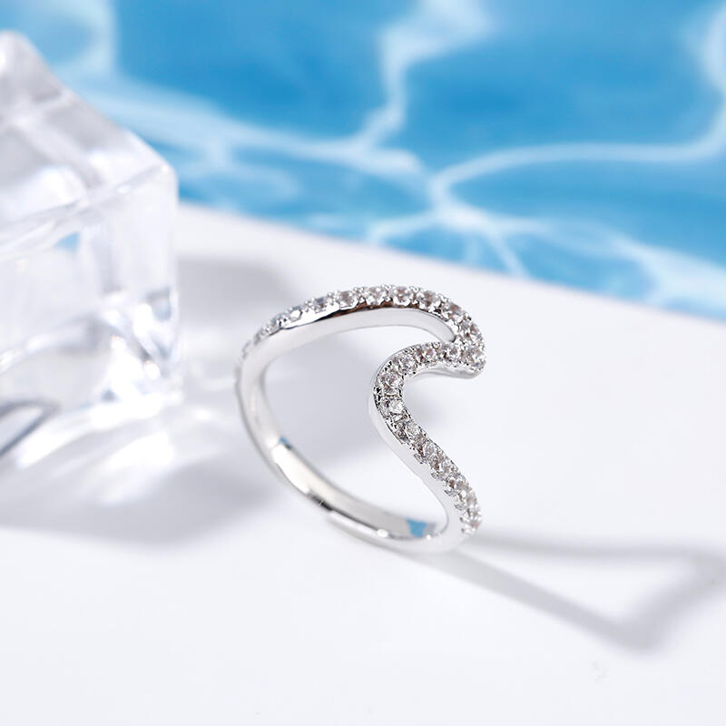 Jeulia Sea Wave Sterling Silver Ring