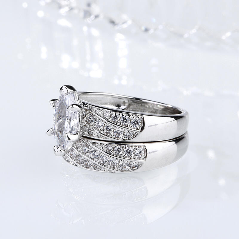 Jeulia Marquise Cut Sterling Silver Ring Set