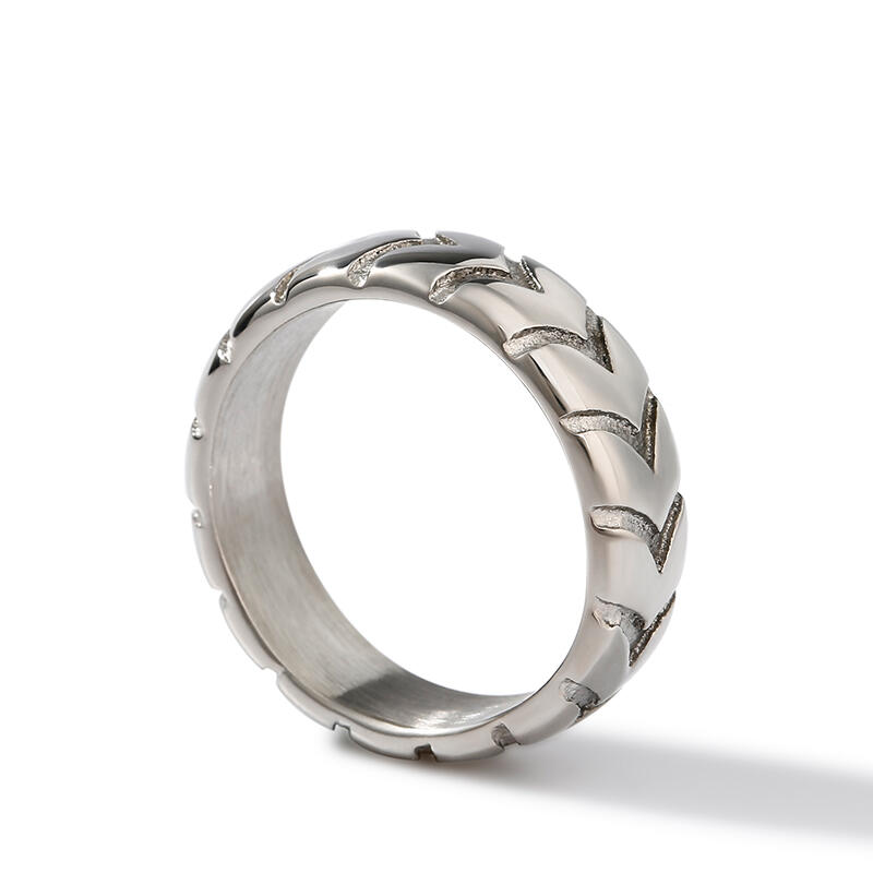 Jeulia Reifen-Muster Edelstahl Herren Bandring