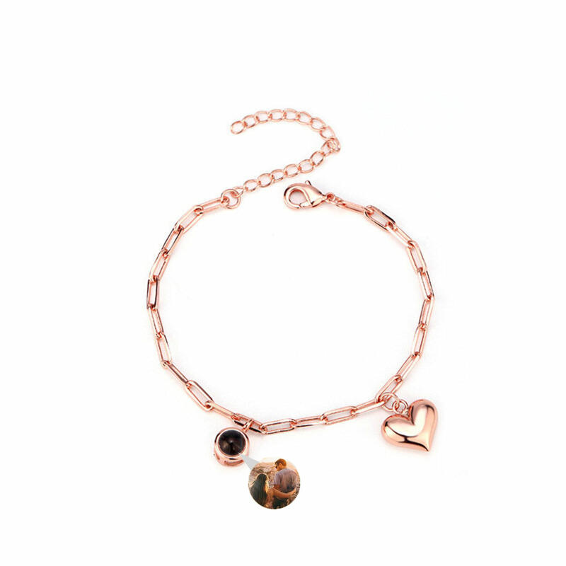 投影 写真 写真入れ ブレスレット ハート チャーム