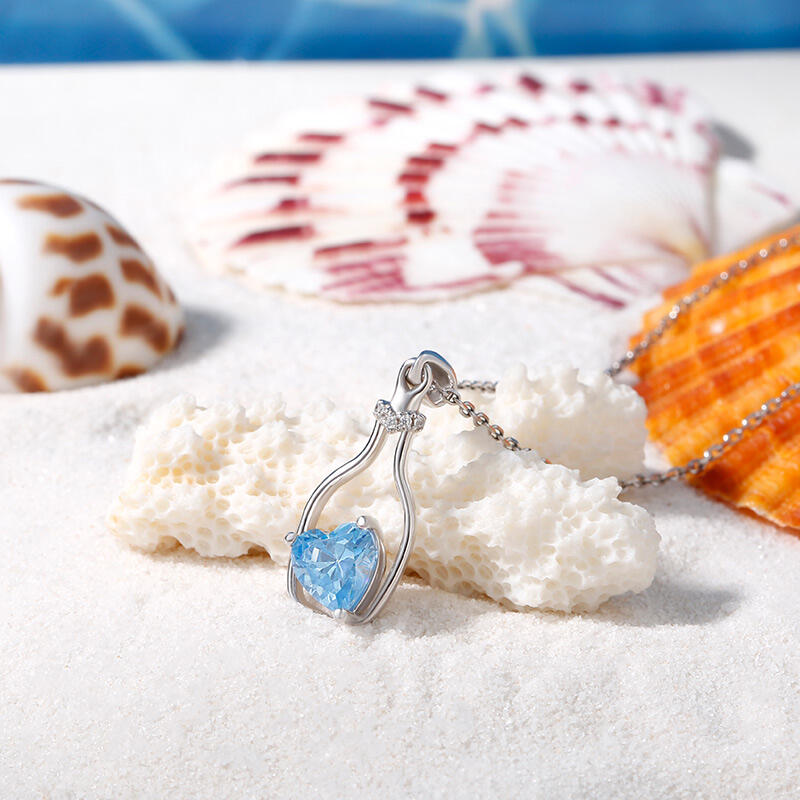 Jeulia "Wishing Bottle" Heart Cut Personalized Sterling Silver Necklace