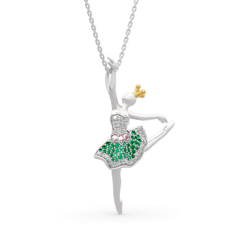 Jeulia Collar de plata esterlina con diseño de bailarina "Hada saltarina"