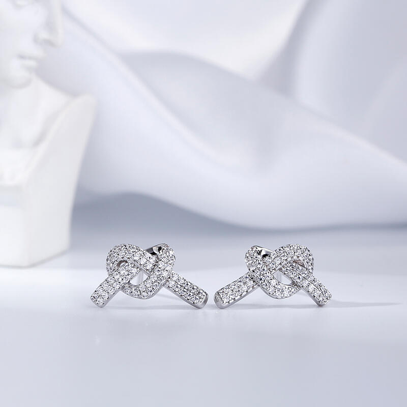 Jeulia "Into Her Heart" Knot Sterling Silver Earrings