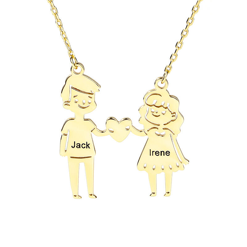 Jeulia Couple Personalized Sterling Silver Necklace