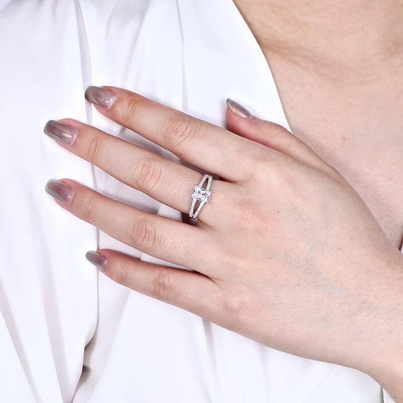 "Just For You" Radiant Cut Side Stone Engagement Ring