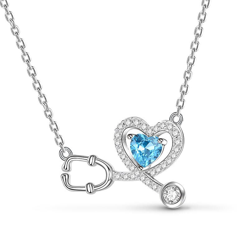 Jeulia Collar Personalizado de Plata de Ley con Diseño de Estetoscopio en Forma de Corazón