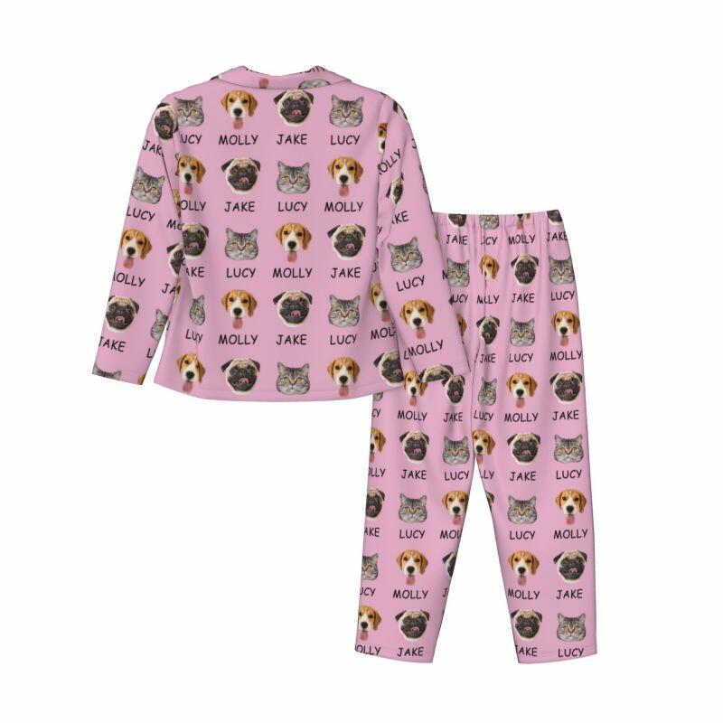 Gepersonaliseerde pyjama met foto en naam van je geliefde huisdier Aantrekkelijk warm cadeau voor dierenliefhebbers