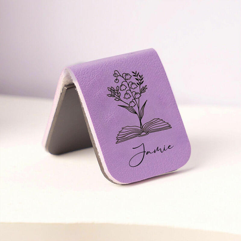 Personalized Leather Magnetic Bookmark with Engraved Birthday Flower Birthday Gift for Friends