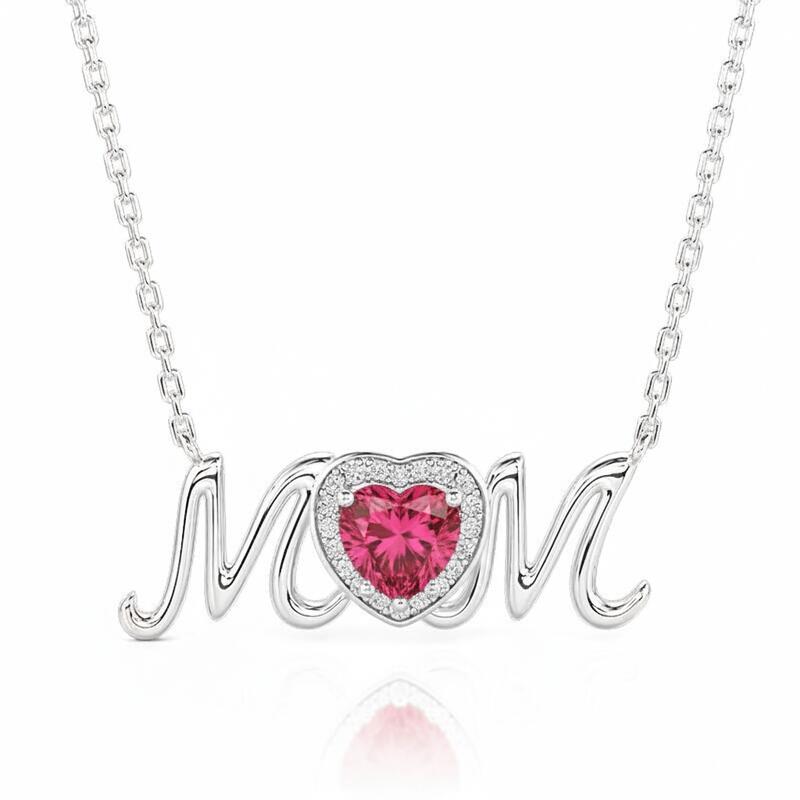 Jeulia Custom Heart Birthstone Necklace for Mom's Love