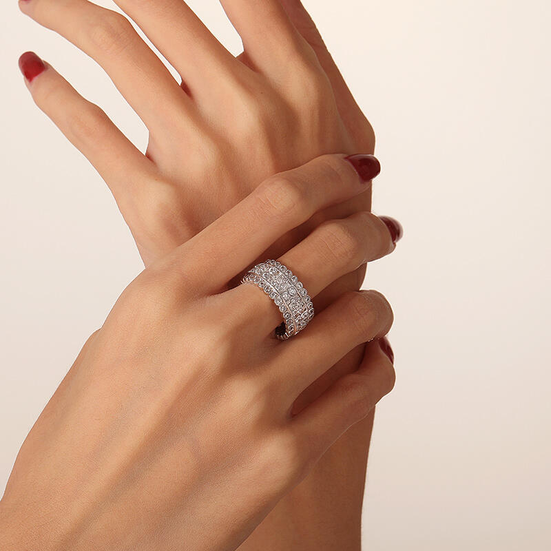 Jeullia Snowflake Eternity Band for Women Sterling Silver