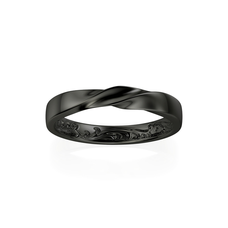 Et maison Black Twisted Engraved Vine Wedding Band for Men
