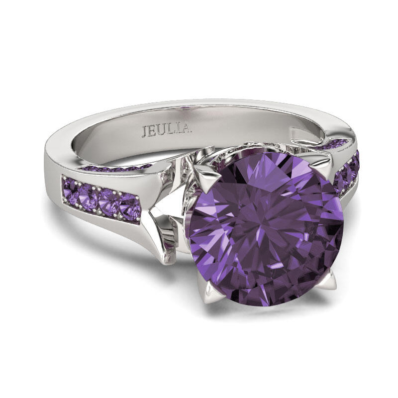 Jeulia Lilac Flower Round Cut Sterling Silver Ring
