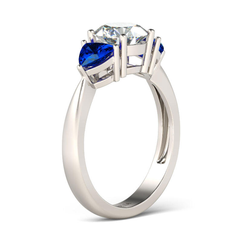 Jeulia Three Stone Round Cut Sterling Silver  Ring