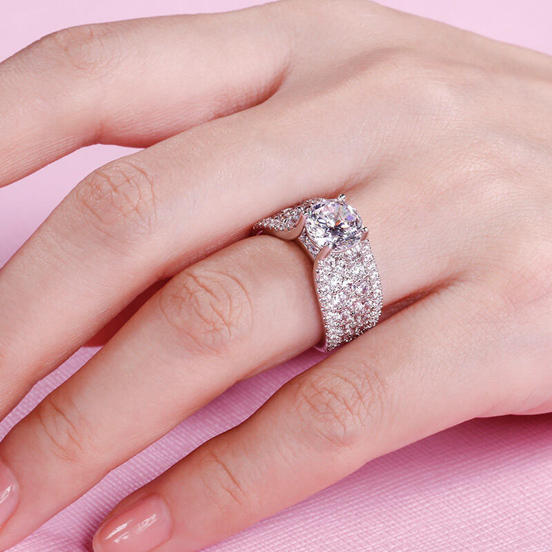 Jeulia Classic Round Cut Sterling Silver Ring