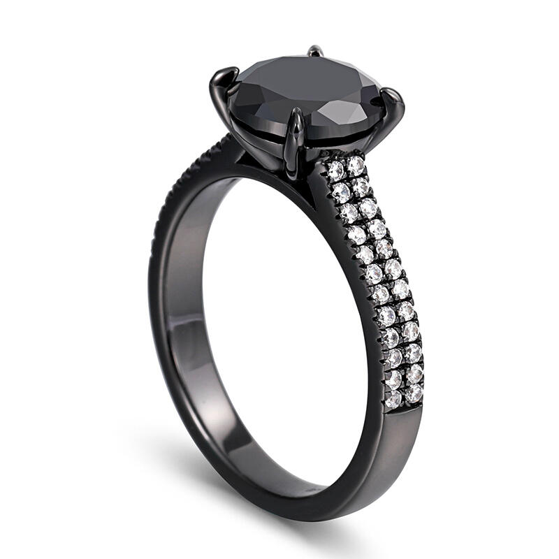 Jeulia Classic Round Cut Sterling Silver Ring