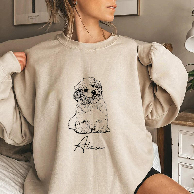 Sweat personnalisé avec croquis d'animal de compagnie pour maman aimant les animaux de compagnie