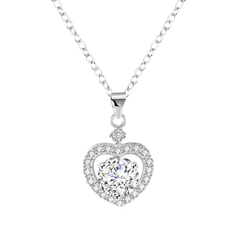 Jeulia Heart Halo Sterling Silver Necklace