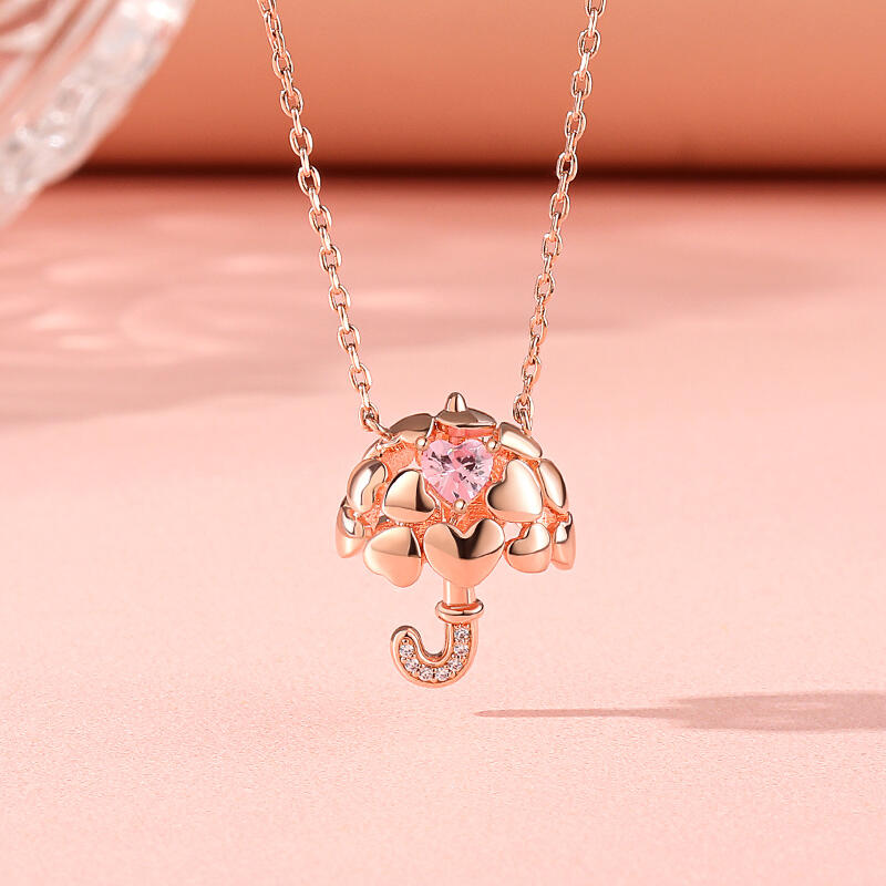 Jeulia Collar de plata de ley con diseño de paraguas para mujer