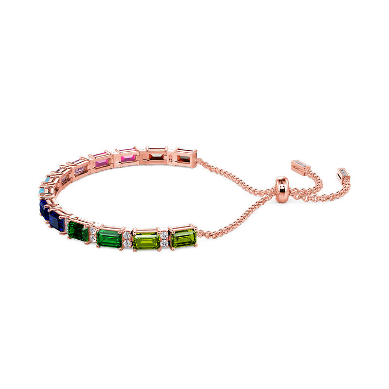 Jeulia Rainbow Emerald Cut Sterling Silver Tennis Bracelet