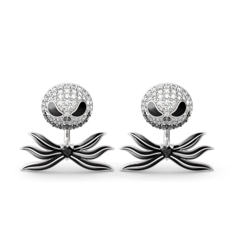 "Bat Bow Tie" Skull Heart Cut Sterling Silver örhängen
