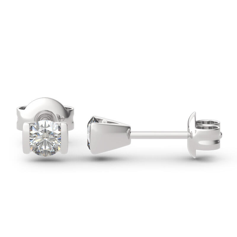 Jeulia Simple Round Cut Sterling Silver Earrings