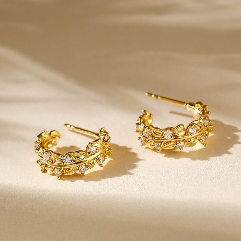Jeulia Olive Leaf Round Cut Sterling Silver Earrings