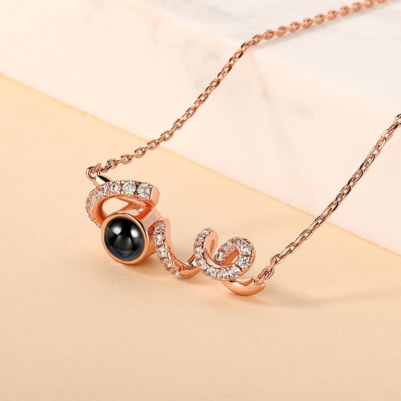 Jeulia "You Complete Me" Personalized Photo Projection Sterling Silver Necklace