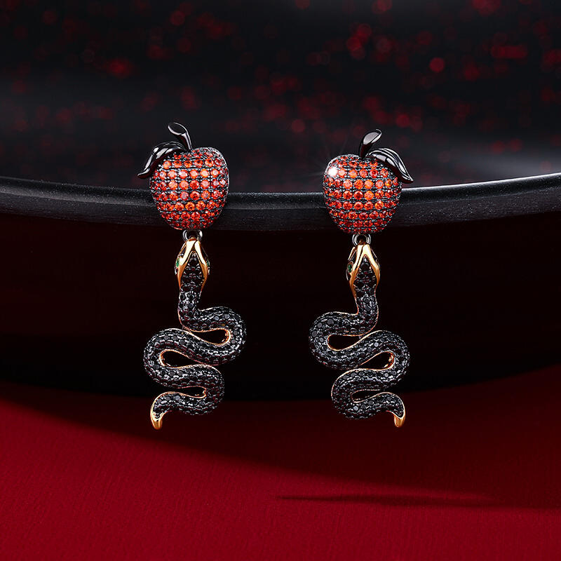 Jeulia "Forbidden Fruit" Snake&Apple Sterling Silver Jewelry Set