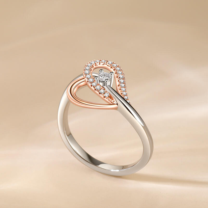 Jeulia Anillo Simple de Corazón Infinito en Plata Esterlina de Dos Tonos